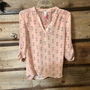 No Boundaries Pink and Black Patterned Blouse